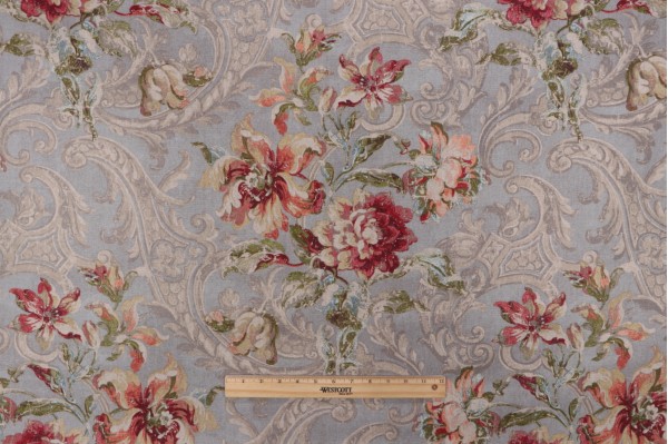 Waverly Fresco Flourish Printed Cotton Drapery Fabric in Jewel