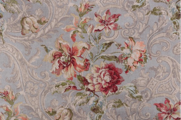 Waverly Fresco Flourish Printed Cotton Drapery Fabric in Jewel
