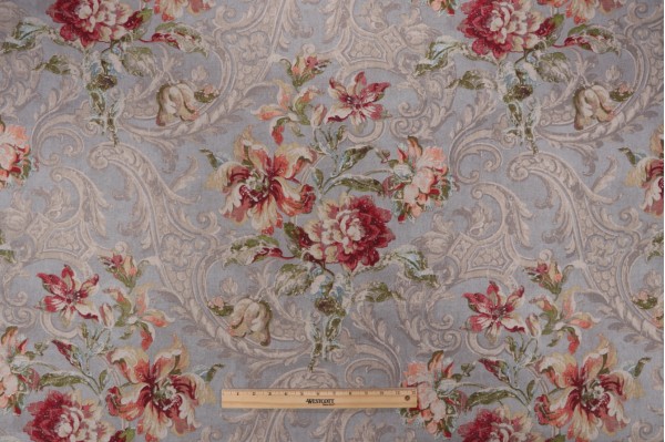 Waverly Fresco Flourish Printed Cotton Drapery Fabric in Jewel
