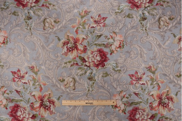 Waverly Fresco Flourish Printed Cotton Drapery Fabric in Jewel