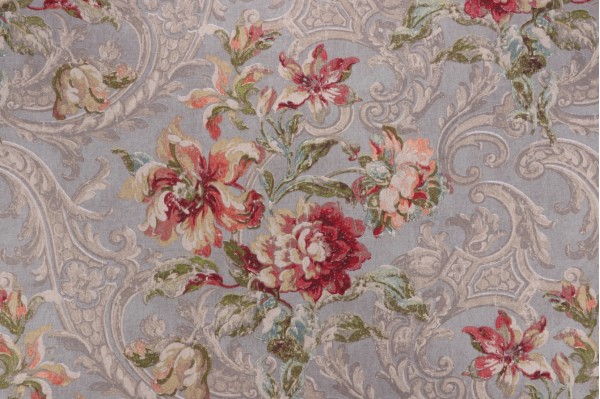 Waverly Fresco Flourish Printed Cotton Drapery Fabric in Jewel