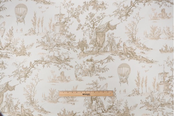 Scalamandre Balloon De Nemours Printed Drapery Fabric in Olive