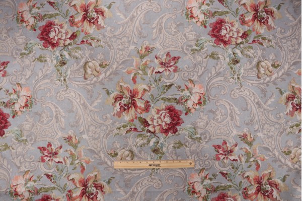 Waverly Fresco Flourish Printed Cotton Drapery Fabric in Jewel