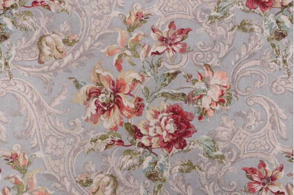 Waverly Fresco Flourish Printed Cotton Drapery Fabric in Jewel
