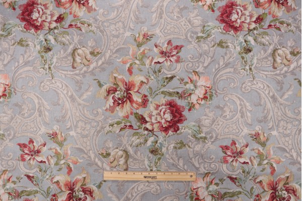 Waverly Fresco Flourish Printed Cotton Drapery Fabric in Jewel