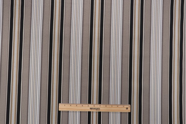 Waverly Getaway Stripe Printed Polyester Outdoor Fabric in Onyx