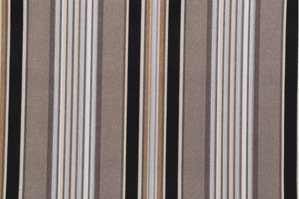 Waverly Getaway Stripe Printed Polyester Outdoor Fabric in Onyx