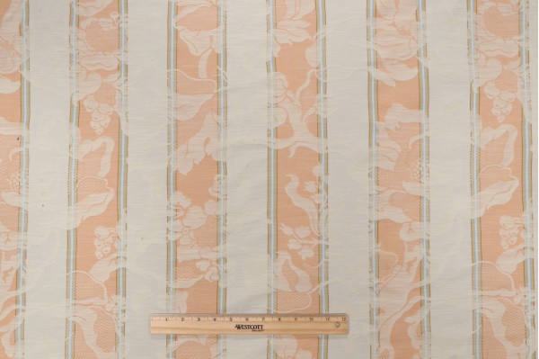 Scalamandre Damasco Rigato Damask Upholstery Fabric in Orange/Cream