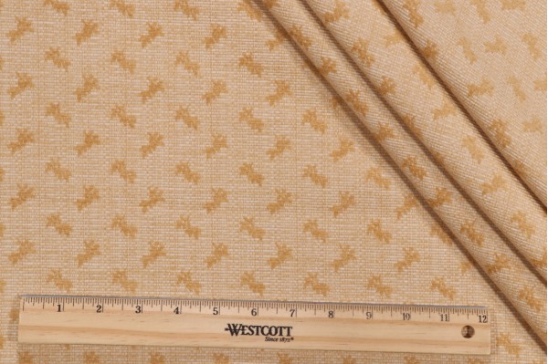 Scalamandre La Perrone Leaf Woven Chenille Upholstery Fabric in Beige