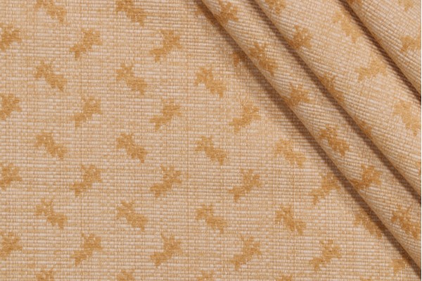 Scalamandre La Perrone Leaf Woven Chenille Upholstery Fabric in Beige