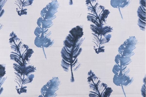 Click for 1.13 Yards Genevieve Gorder Feather Fall Printed Cotton Drapery Fabric in Indigo Genevieve Gorder Feather Fall Printed Cotton Drapery Fabric in Indigo
