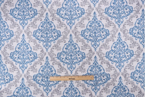 Magnolia Home Anna Printed Cotton Drapery Fabric in Yacht