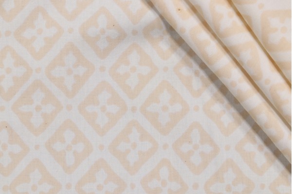 Scalamandre Medallion Printed Cotton Drapery Fabric in Beige