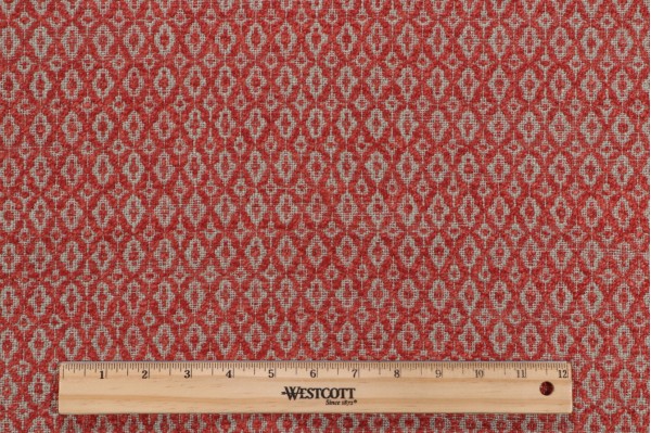 Diamond Woven Upholstery Fabric in Hearth Red