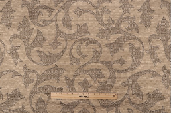 Scalamandre Scroll Damask Upholstery Fabric in Sandstone