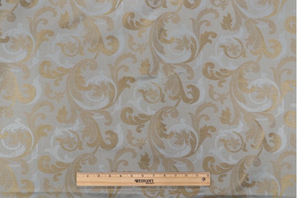 Scalamandre Scroll Damask Upholstery Fabric in Blue/Green