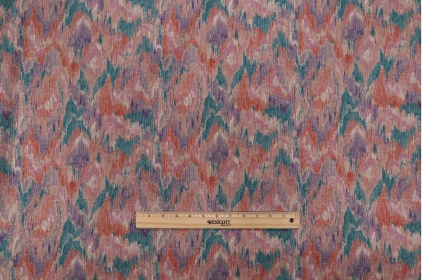 Scalamandre Ikat Printed Drapery Fabric in Teal/Multi