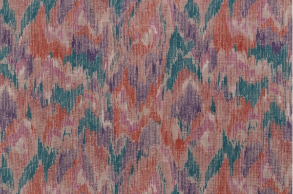Scalamandre Ikat Printed Drapery Fabric in Teal/Multi