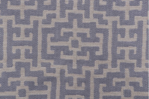 Key Medallion Tapestry Upholstery Fabric in Denim