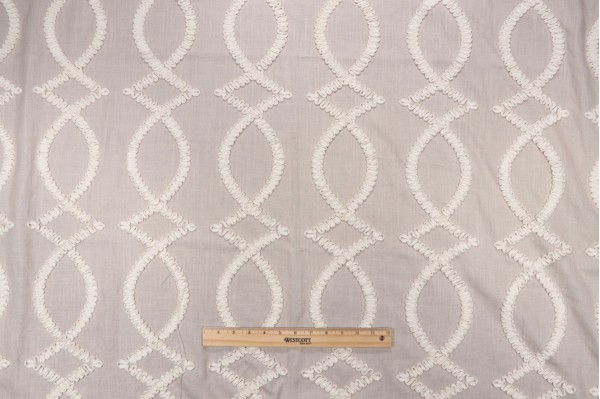 Deanna Embroidered Drapery Fabric in Smoke