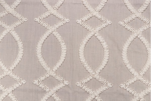 Deanna Embroidered Drapery Fabric in Smoke
