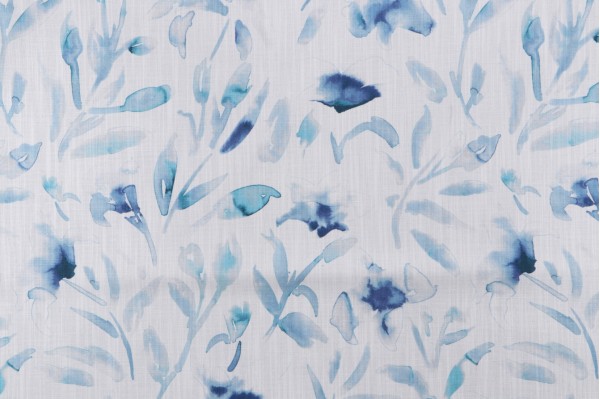 Jane Printed Linen Drapery Fabric in Indigo