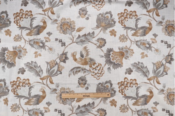 Jaclyn Smith Home Blazer Printed Drapery Fabric in Latte for Fabricut
