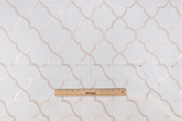Walonika Embroidered Drapery Fabric in Moonstone