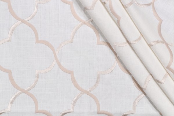 Walonika Embroidered Drapery Fabric in Moonstone