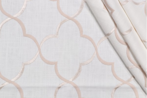Walonika Embroidered Drapery Fabric in Moonstone