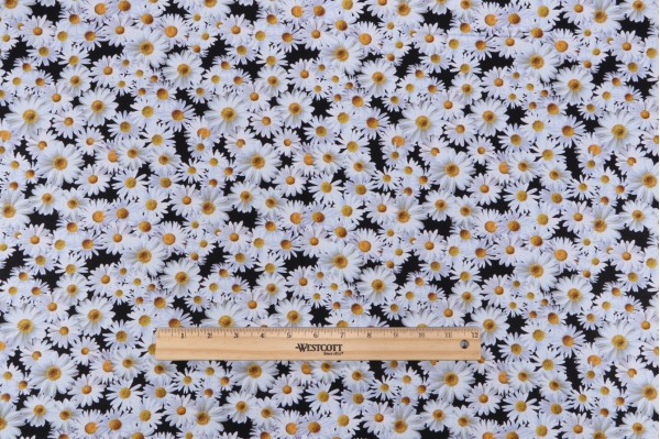 Fabrics Of SoHo Advice From A Sunflower - Blooming Packed Daisies Printed Cotton Craft Fabric in Black for Timeless Treasures 