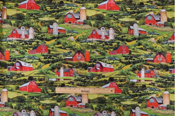 Fabrics Of SoHo Rolling Hills - Rolling Hills Pasture Scenic Printed Cotton Craft Fabric in Green for Timeless Treasures 