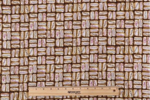 Dona Gelsinger Fabrics Of SoHo Wine Country - Packed Wine Corks Printed Cotton Craft Fabric in Cork for Timeless Treasures 