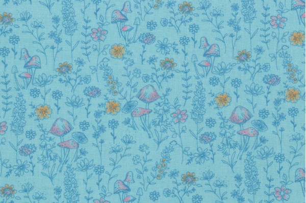 Click for Dear Stella Terrain Of Thought - Mushroom Meadow Printed Cotton Craft Fabric in Atlantis  Dear Stella Terrain Of Thought - Mushroom Meadow Printed Cotton Craft Fabric in Atlantis