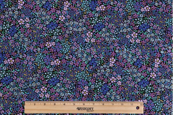 Chong-A Hwang Fabrics of SoHo Luminous - Mini Floral Metallic Printed Cotton Craft Fabric in Purple for Timeless Treasures 