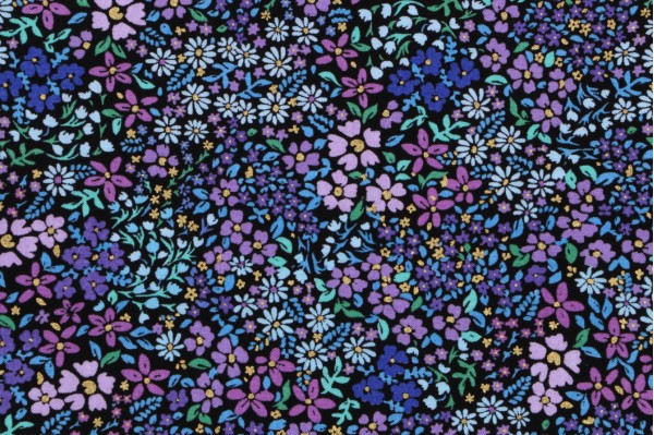 Chong-A Hwang Fabrics of SoHo Luminous - Mini Floral Metallic Printed Cotton Craft Fabric in Purple for Timeless Treasures 