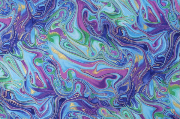 Chong-A Hwang Fabrics of SoHo Luminous - Swirly Pattern Metallic Printed Cotton Craft Fabric in Purple for Timeless Treasure 