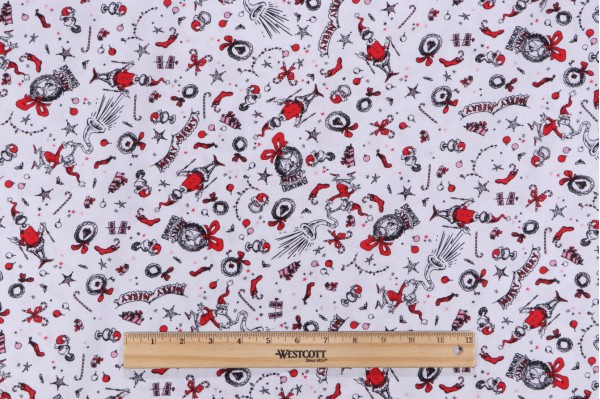 Robert Kaufman How The Grinch Stole Christmas Collection ADED-22568-478 Printed Cotton Craft Fabric in Candy Cane 
