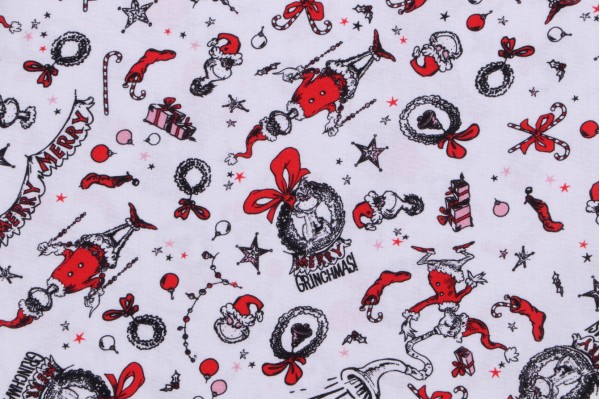 Robert Kaufman How The Grinch Stole Christmas Collection ADED-22568-478 Printed Cotton Craft Fabric in Candy Cane 