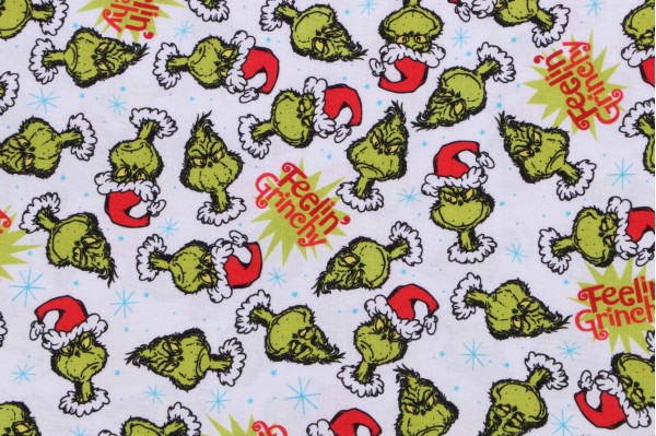 Robert Kaufman How The Grinch Stole Christmas Collection ADED-22567-478 Printed Cotton Craft Fabric in Candy Cane 