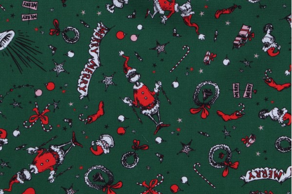 Robert Kaufman How The Grinch Stole Christmas Collection ADED-22568-224 Printed Cotton Craft Fabric in Evergreen 