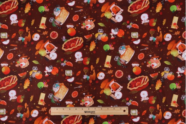 Click for Kathryn Selbert/Advocate Art Forest Feast AKFD-22593-408 Printed Cotton Craft Fabric in Roasted Pecan for Robert Kaufman  Kathryn Selbert/Advocate Art Forest Feast AKFD-22593-408 Printed Cotton Craft Fabric in Roasted Pecan for Robert Kaufman