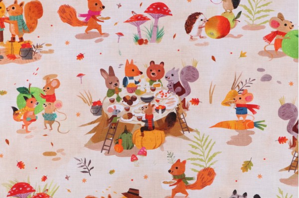 Kathryn Selbert/Advocate Art Forest Feast AKFD-22592-14 Printed Cotton Craft Fabric in Natural for Robert Kaufman 