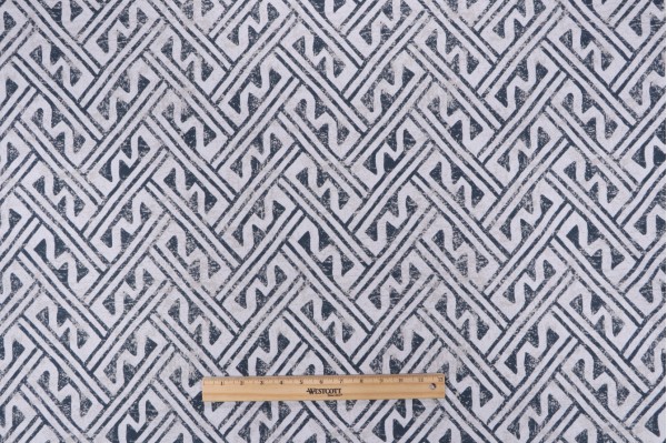 Magnolia Home Lander Printed Cotton Drapery Fabric in Ocean 