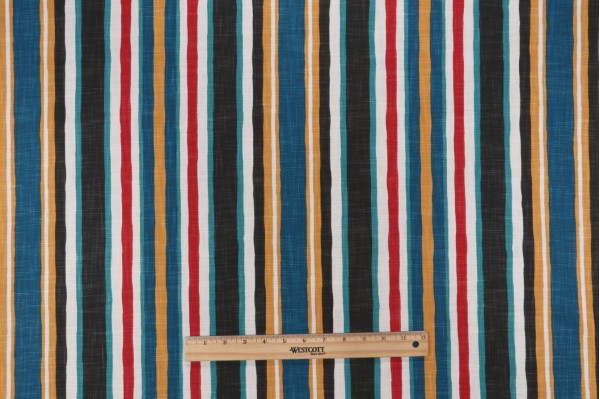 Sample of Covington Paintlines Printed Cotton Drapery Fabric in 397-Primary 