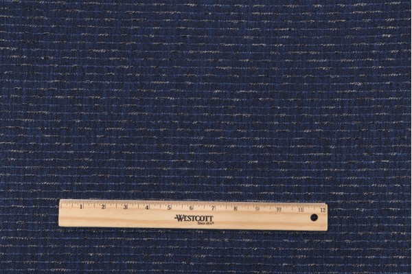 Cleo Stripe Woven Upholstery Fabric in Navy