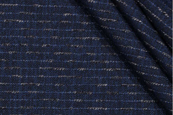 Cleo Stripe Woven Upholstery Fabric in Navy