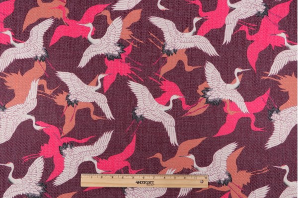 Tsuru Printed Crypton Home Finish Upholstery Fabric in Plum