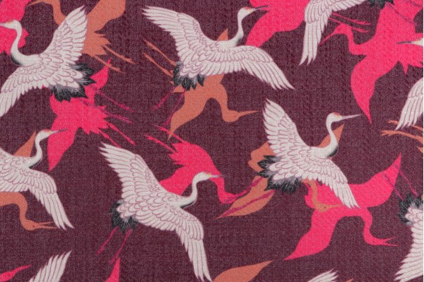 Tsuru Printed Crypton Home Finish Upholstery Fabric in Plum