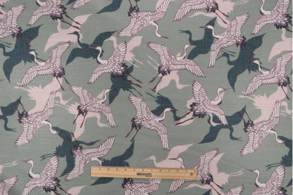 Crypton Tsuru High Performance Printed Upholstery Fabric in Moss 